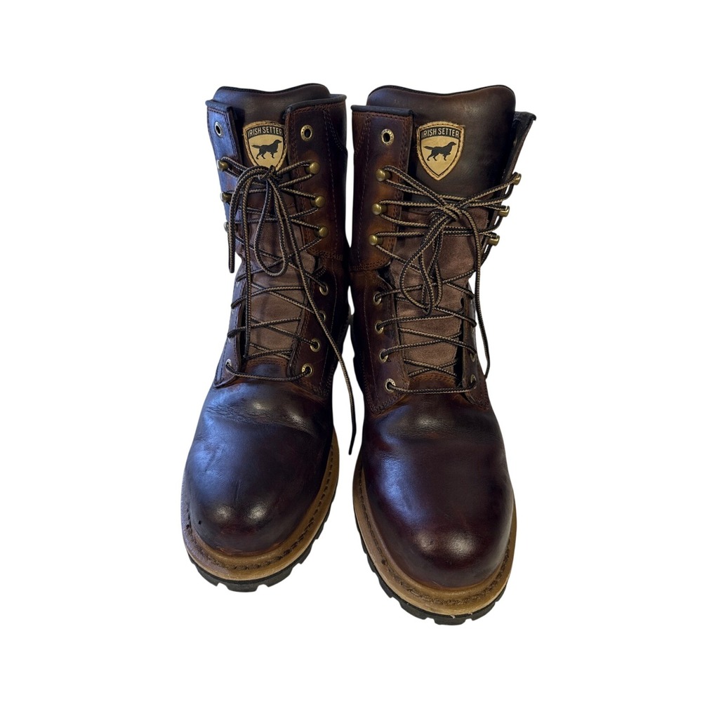 Irish Setter Mens Brown Leather Lace Up Boots Oil Resistant Lug Sole. Sz 10.5